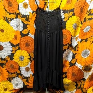 Torrid Black Chiffon Button Up Sleeveless Ruffle Tunic Layering Piece